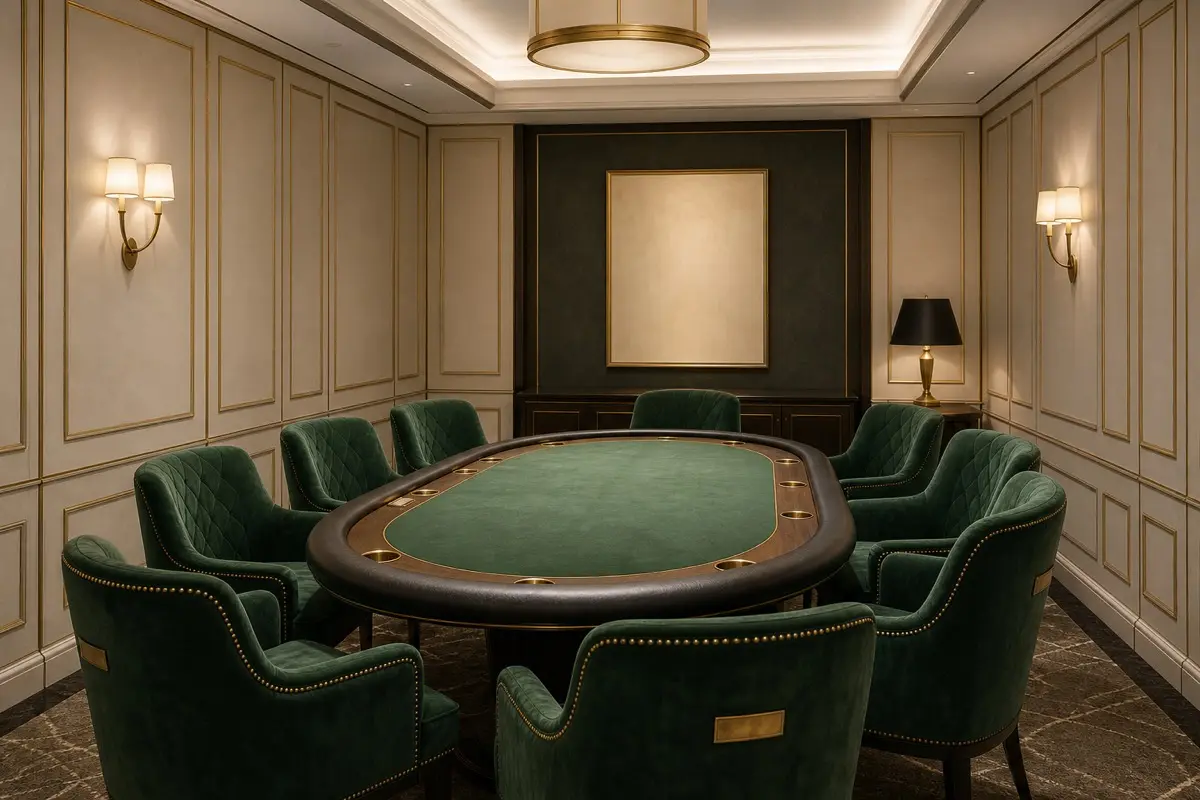 Üres VIP pókerasztal elegáns szalonban